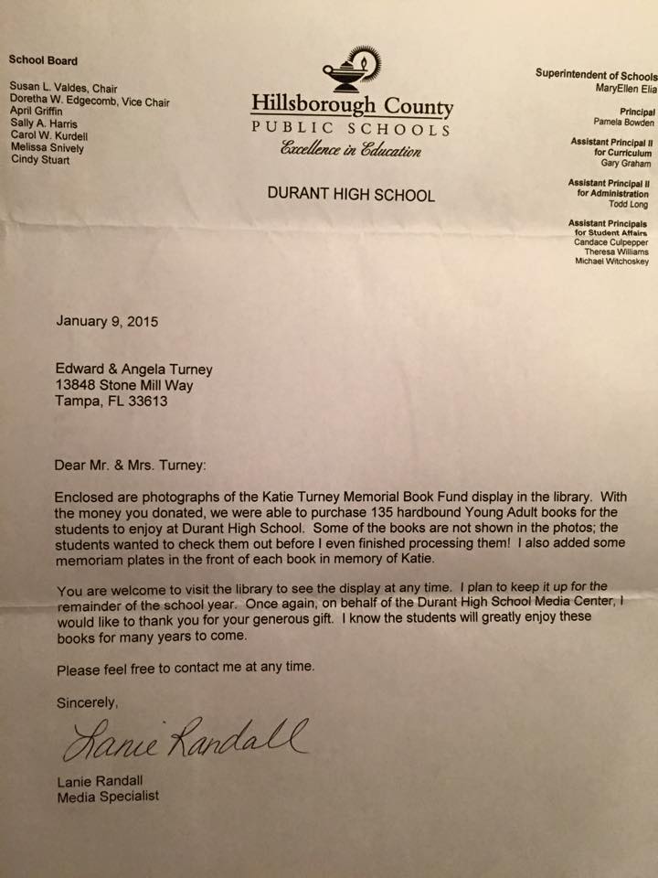 Thank you letter from 2014